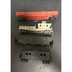 Lot Of 4 HO Scale Box Flat Car Hopper Caboose Maintenance Car B&O Athearn Tyco